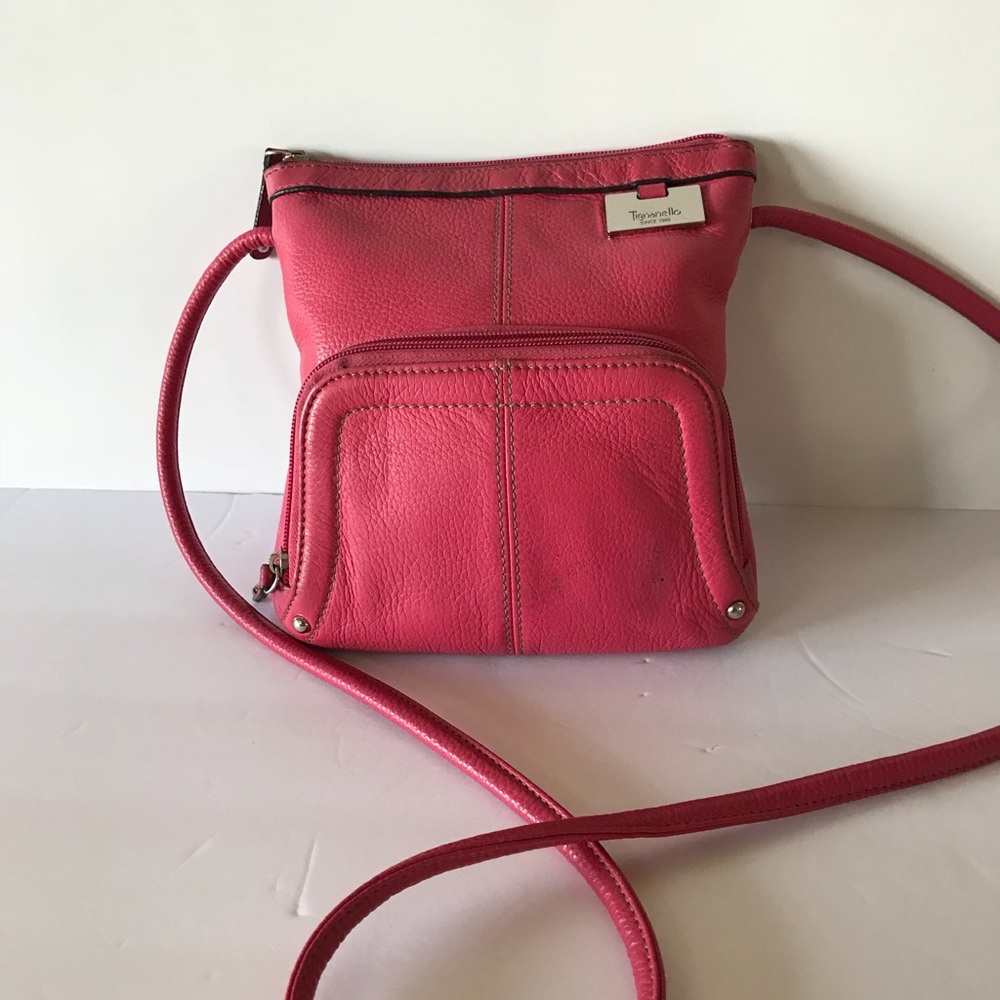 Tignanello Pink Leather Crossbody Purse